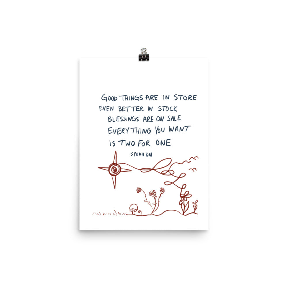 Good Things In Store Poetry Print