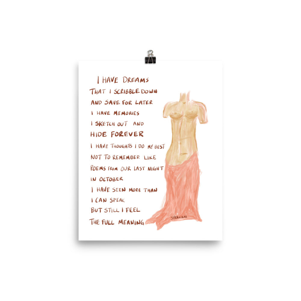 Feel The Full Meaning Poetry Print