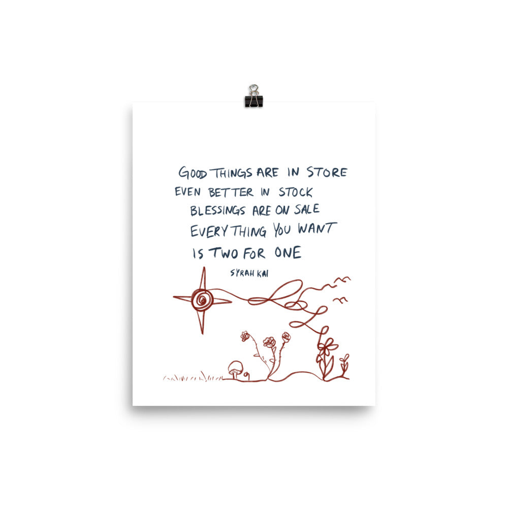 Good Things In Store Poetry Print